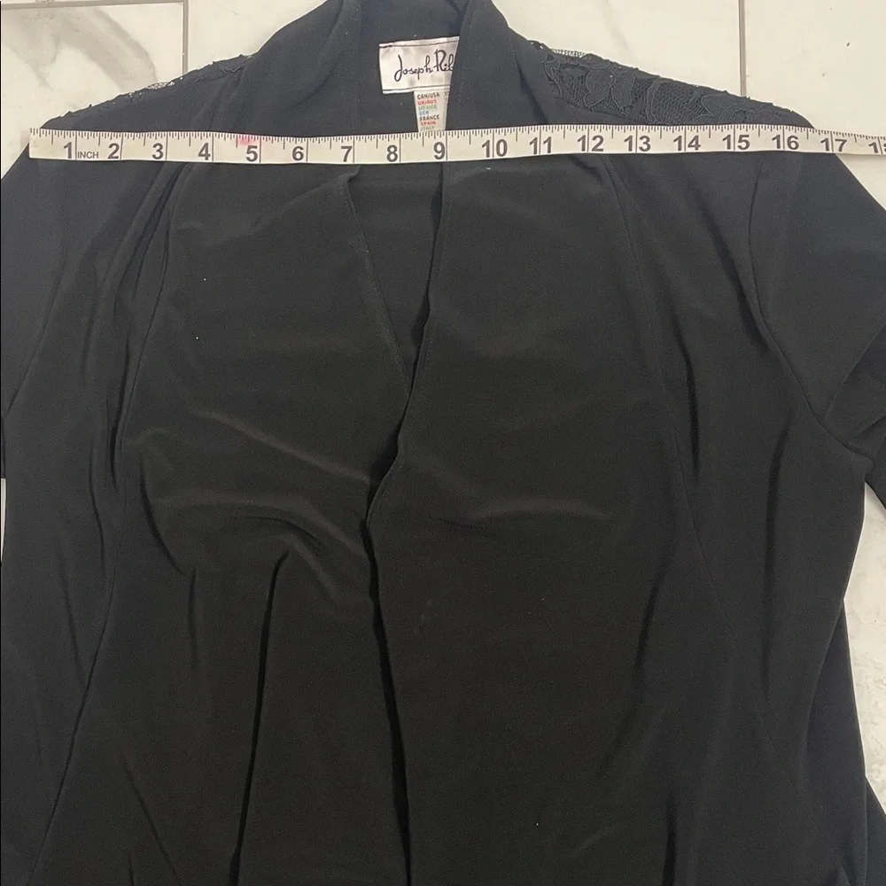 Joseph Ribkoff Elegant Fitted Black Cover Up Jacket Long Sleeves Lace Back Sz 10 - Picture 12 of 12
